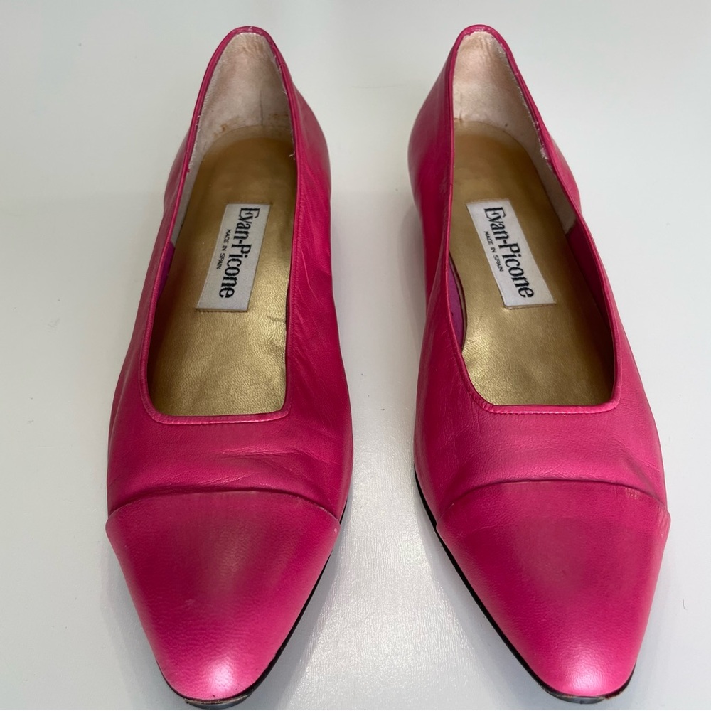 Evan Picone VTG Leather Cap Toe Pink Ballet Flats Womens 8 Fairy Old Money - Picture 3 of 13